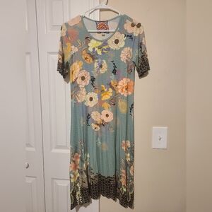 Johnny Was Multicolor Floral Midi Dress XS